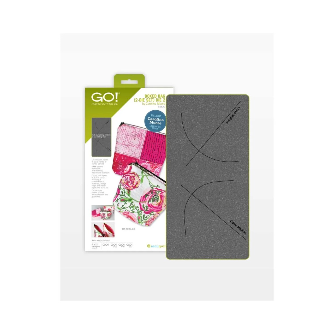 AccuQuilt GO! Boxed Bag 2-Die Set by Carolina Moore – Bag Making Die Set, 6" x 12"